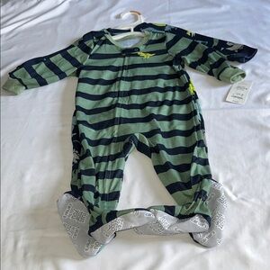 Carter's Green and Navy Striped Footie